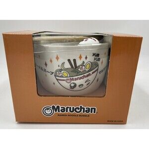 MARUCHAN Ramen Bowl Bundle W/ Spoon Chopsticks & Winky Face Chopstick Holder N01